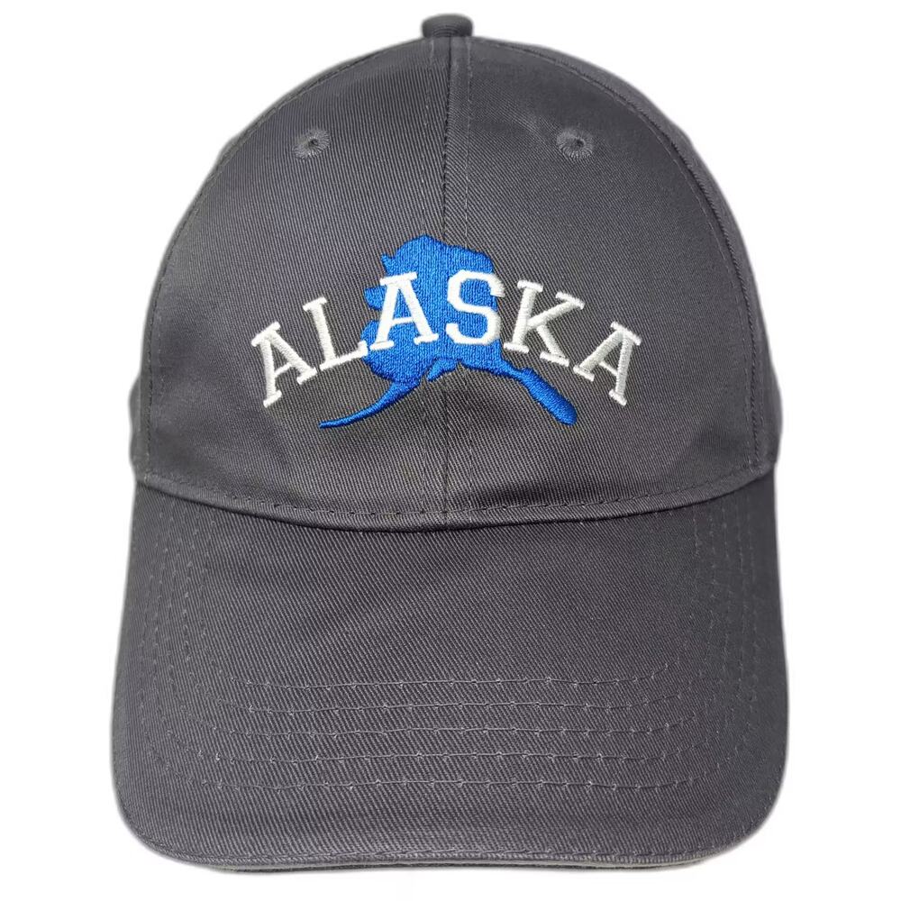 ACE USA Alaska Map Embroidered Baseball Cap Gray Blue One Size Strapback Hat